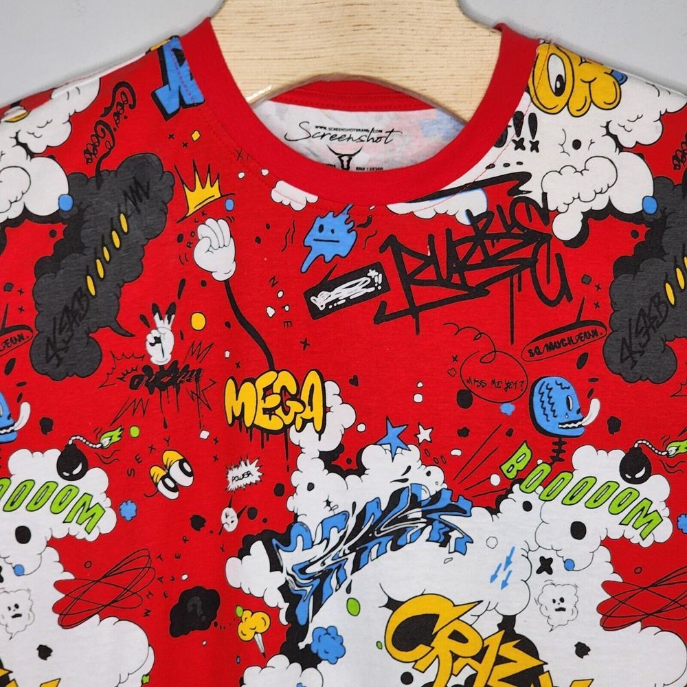 Screenshot Brand Men's Size M Hip Hop Embroidered Graphic Print Shirt New‎